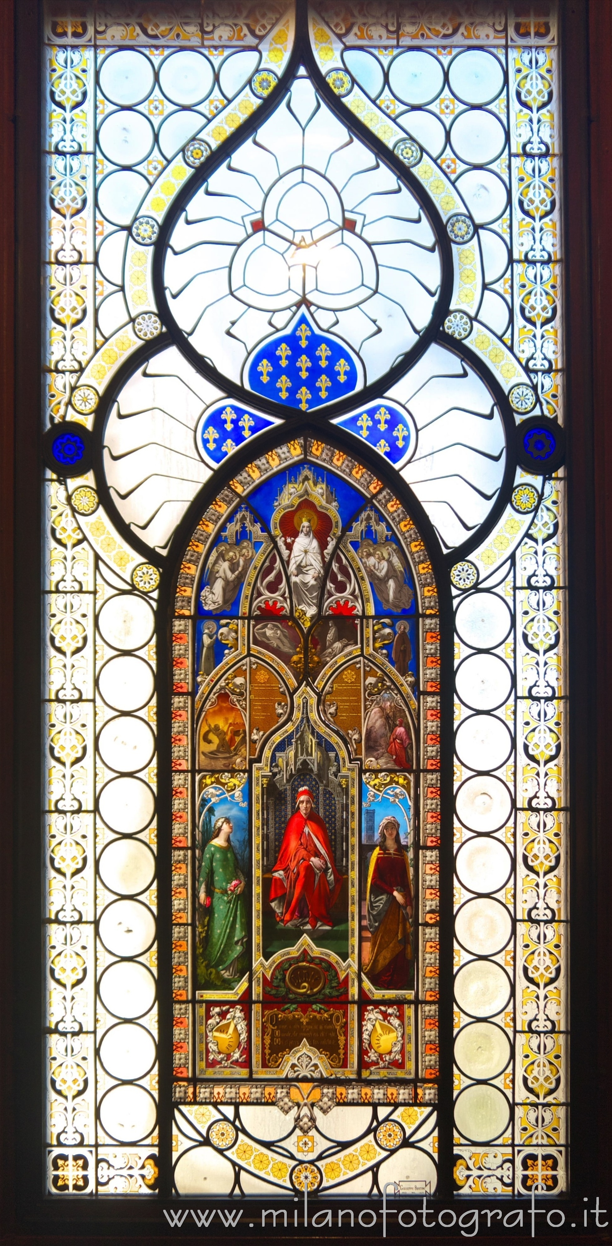 Milan (Italy) - Stained glass window Dante's Triumph in the Poldi Pezzoli House Museum